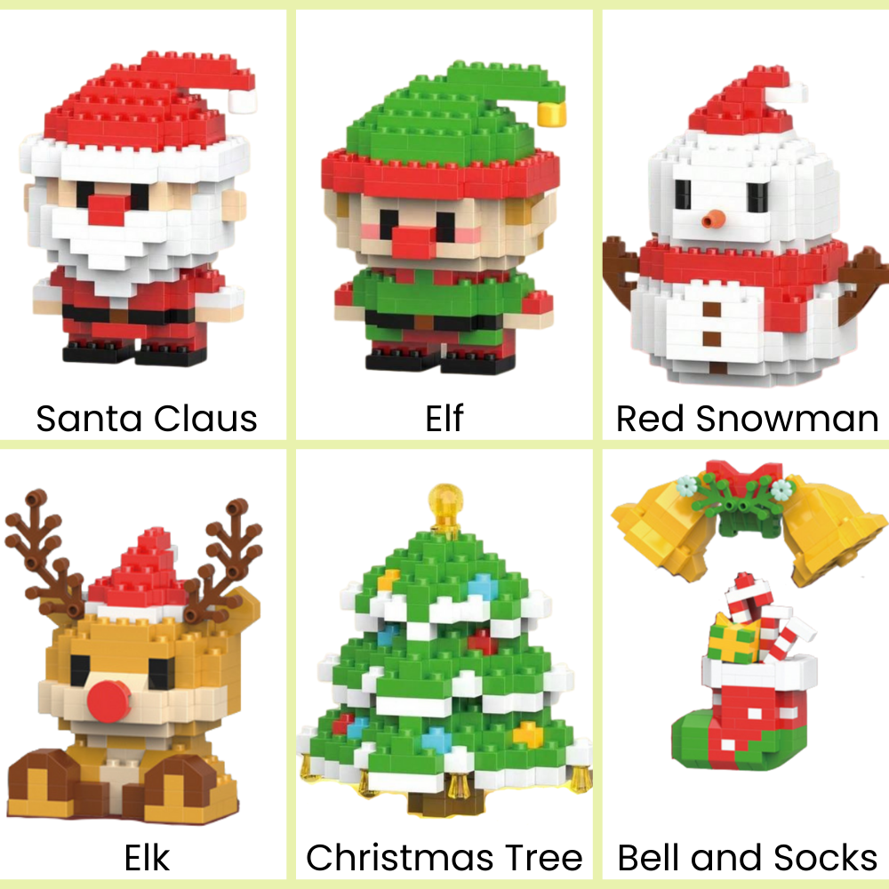 Santa Claus Design Building Blocks Toy, 1 Count Cute Micro-particle Building Bricks Ornament, Snowman & Reindeer Creative Desktop Decoration for Home Office