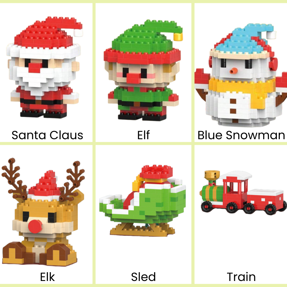 Santa Claus Design Building Blocks Toy, 1 Count Cute Micro-particle Building Bricks Ornament, Snowman & Reindeer Creative Desktop Decoration for Home Office
