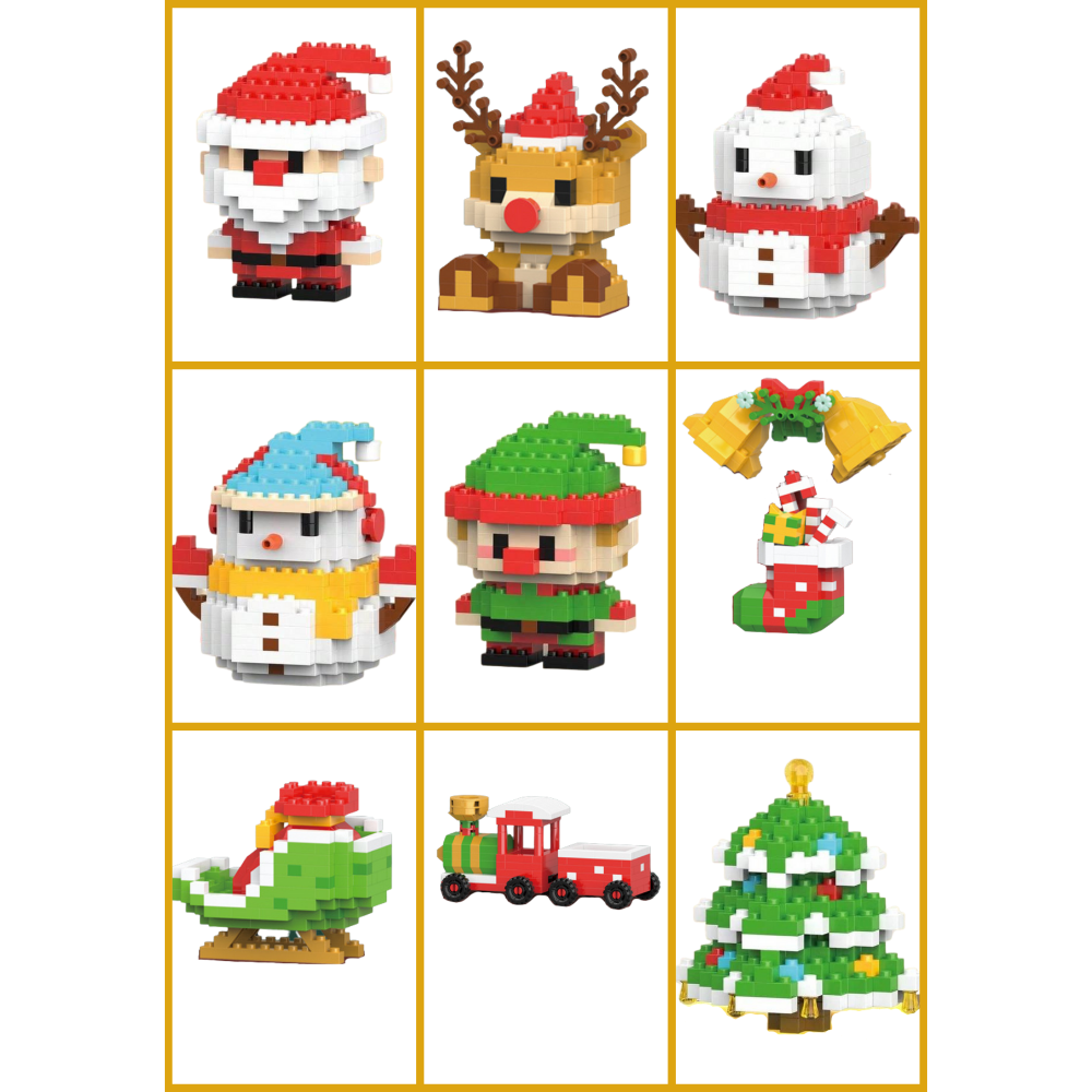 Santa Claus Design Building Blocks Toy, 1 Count Cute Micro-particle Building Bricks Ornament, Snowman & Reindeer Creative Desktop Decoration for Home Office