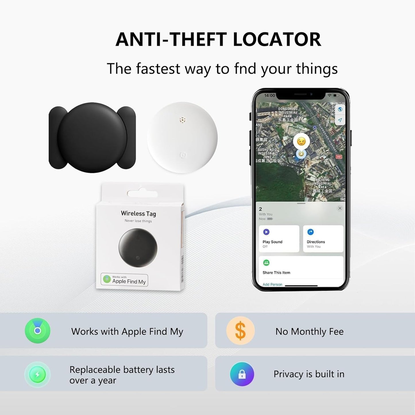 Mini Hidden GPS Tracking Device for Vehicles, Cars etc, Hidden GPS Car Tracking Device with Magnetic Waterproof Case, Running in Apple FIND My, No Extra Monthly fee