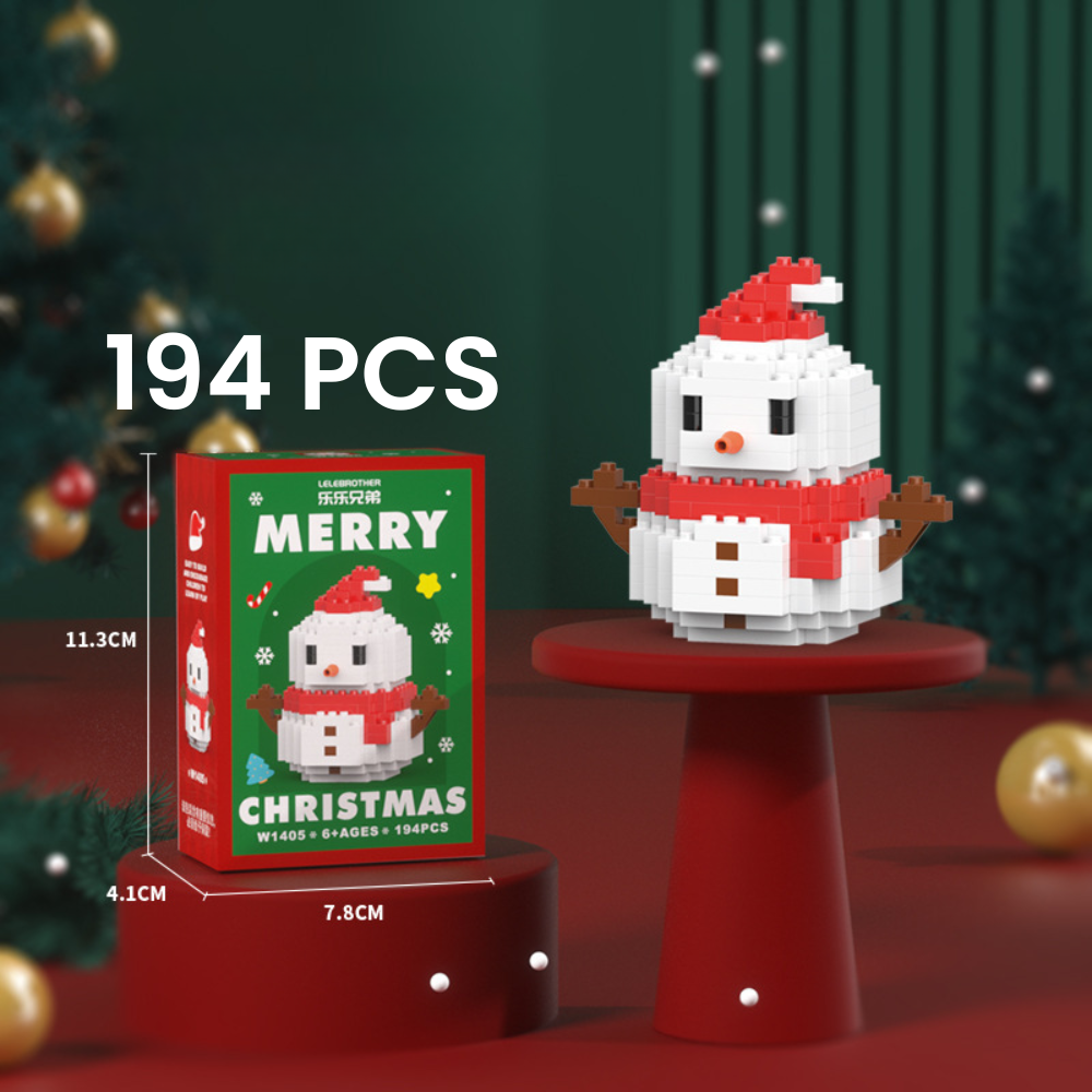 Santa Claus Design Building Blocks Toy, 1 Count Cute Micro-particle Building Bricks Ornament, Snowman & Reindeer Creative Desktop Decoration for Home Office