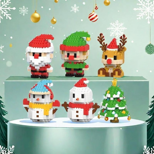 Santa Claus Design Building Blocks Toy, 1 Count Cute Micro-particle Building Bricks Ornament, Snowman & Reindeer Creative Desktop Decoration for Home Office