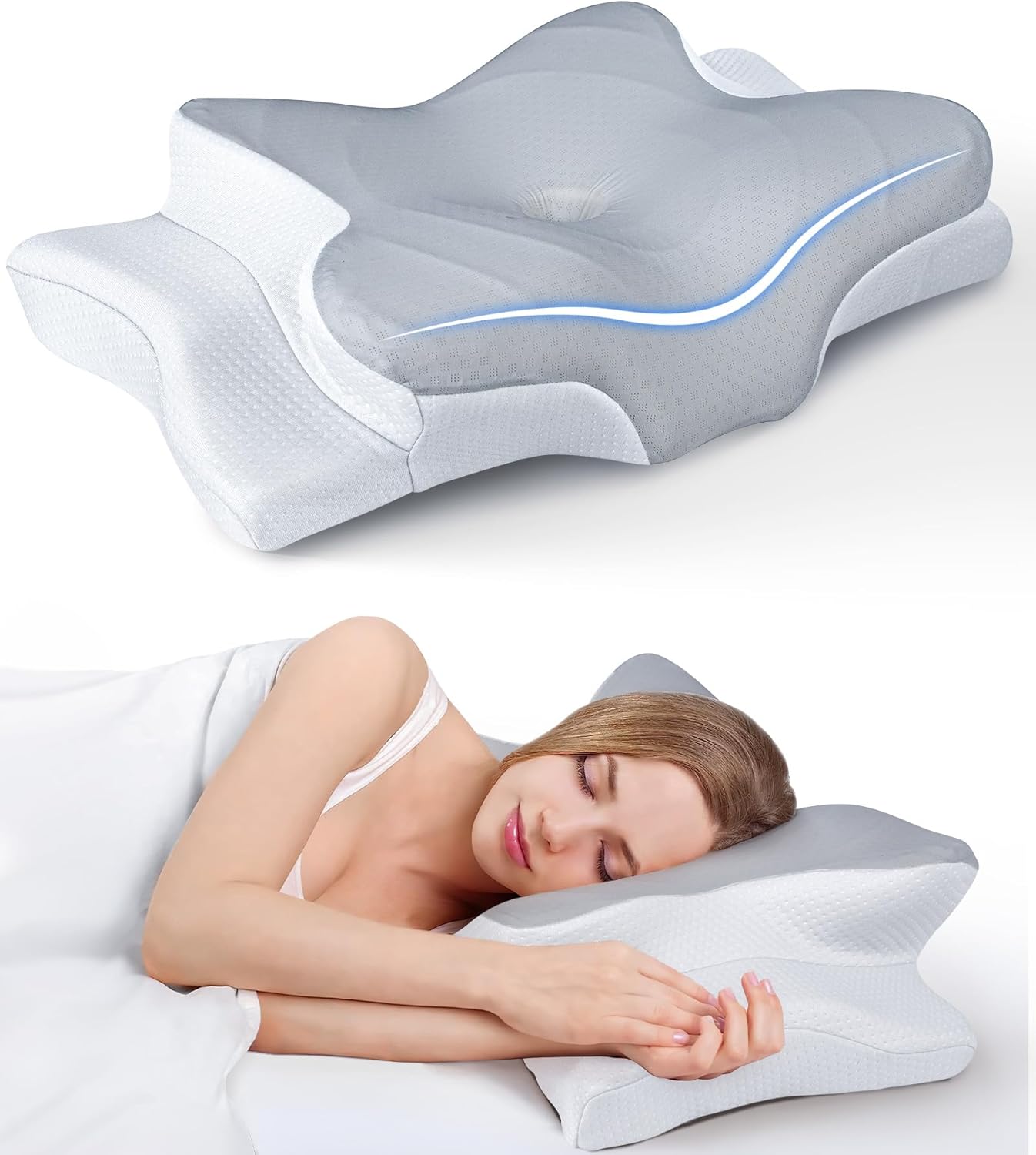 Butterfly Neck Support Deep Sleep Pillow – Cool, Ergonomic Cervical Support