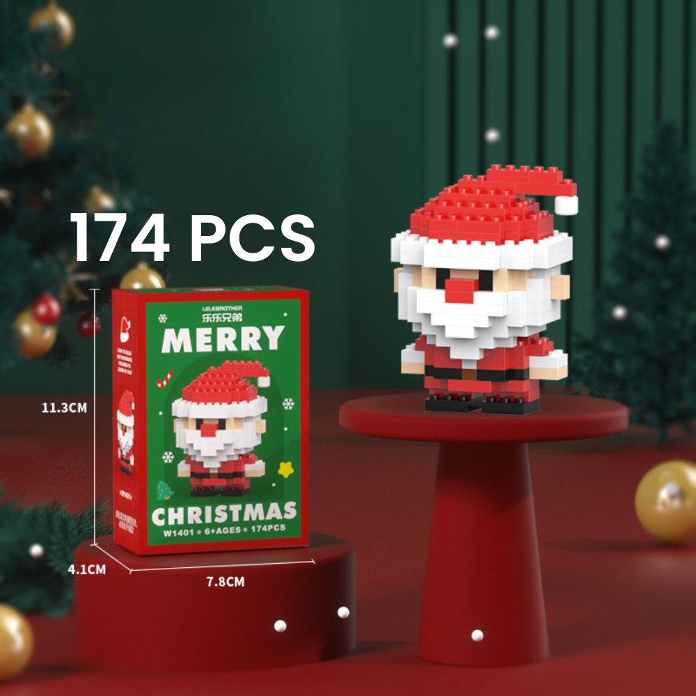 Santa Claus Design Building Blocks Toy, 1 Count Cute Micro-particle Building Bricks Ornament, Snowman & Reindeer Creative Desktop Decoration for Home Office