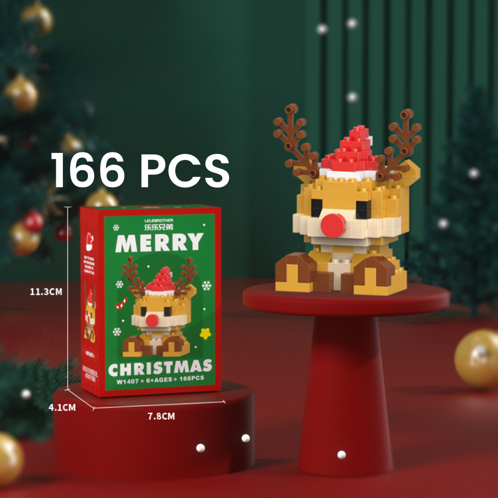 Santa Claus Design Building Blocks Toy, 1 Count Cute Micro-particle Building Bricks Ornament, Snowman & Reindeer Creative Desktop Decoration for Home Office