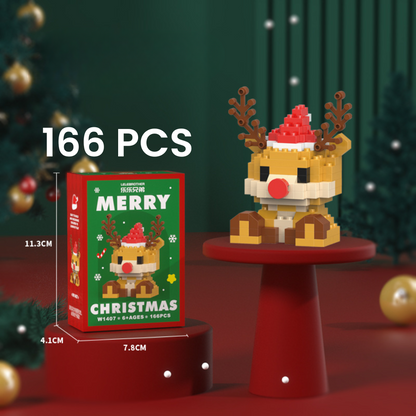 Santa Claus Design Building Blocks Toy, 1 Count Cute Micro-particle Building Bricks Ornament, Snowman & Reindeer Creative Desktop Decoration for Home Office